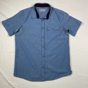 AVALANCHE Men's Medium Polyester‎ Short Sleeve Button Shirt Blue